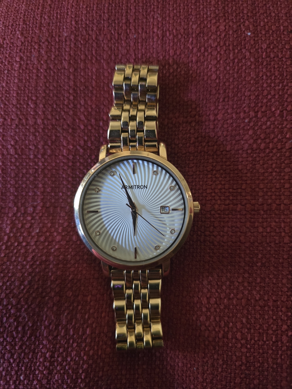 Armitron Gold-tone Metal Band Watch with White Dial